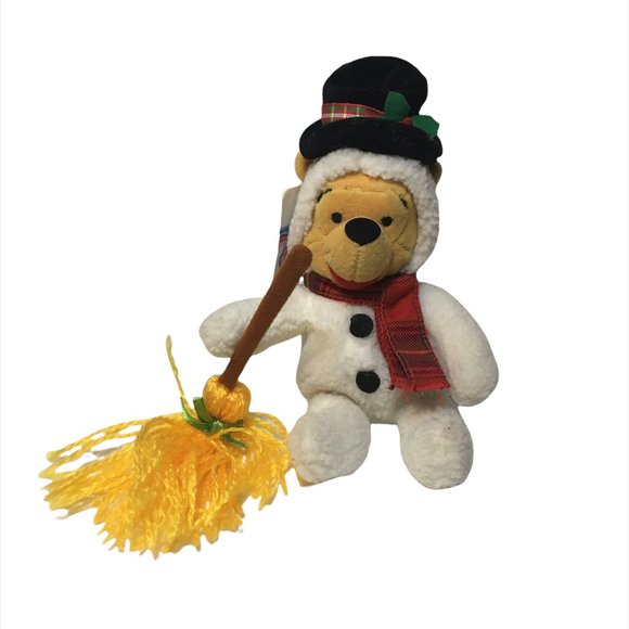 Disney Mini Bean Bag Snowman Pooh Exclusive Plush Beanie Snow Costume TAGS 8" - Picture 10 of 10